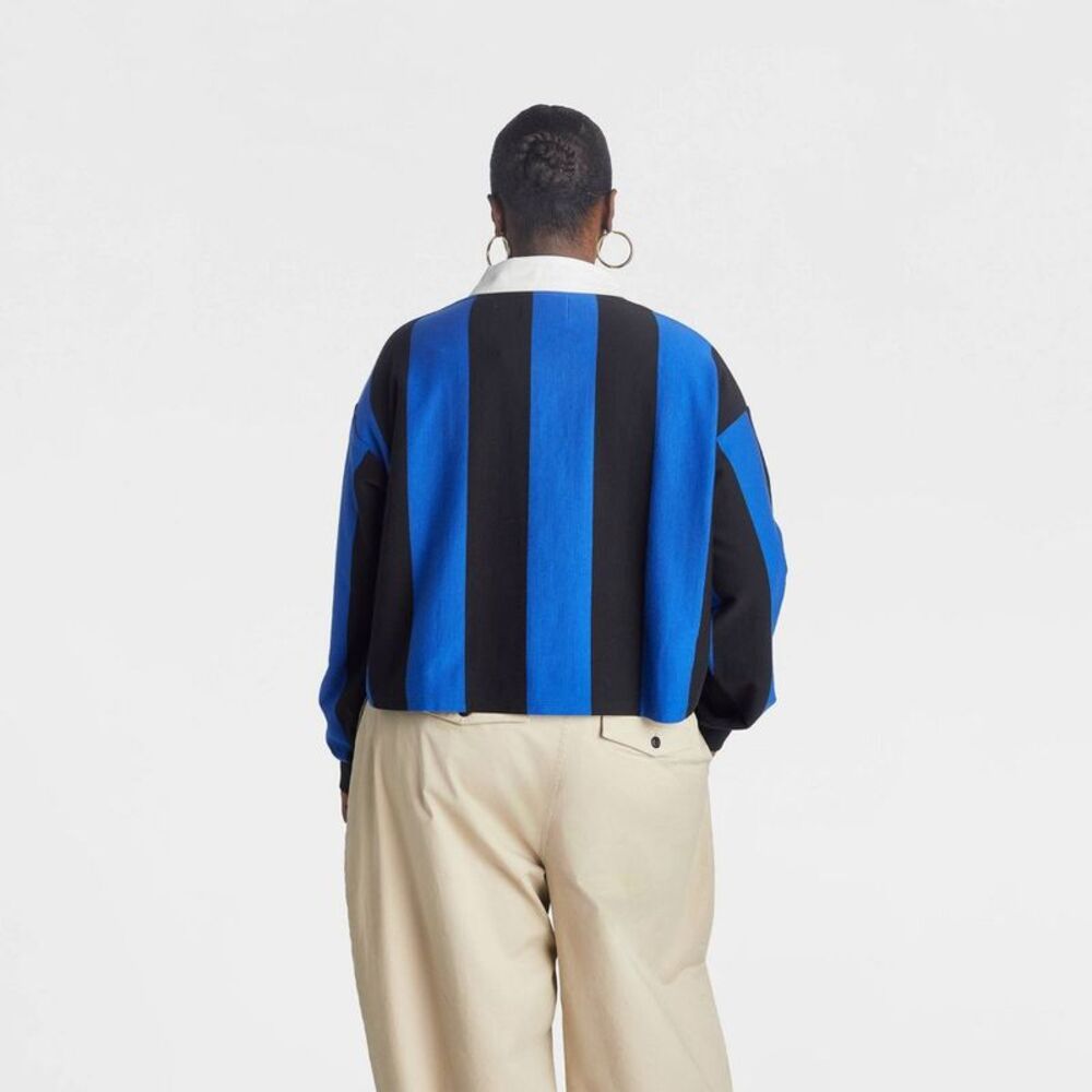 KBB by KAHLANA Women's 'The Soccer Rugby' - Blue/Black Striped 3X - Picture 2 of 3